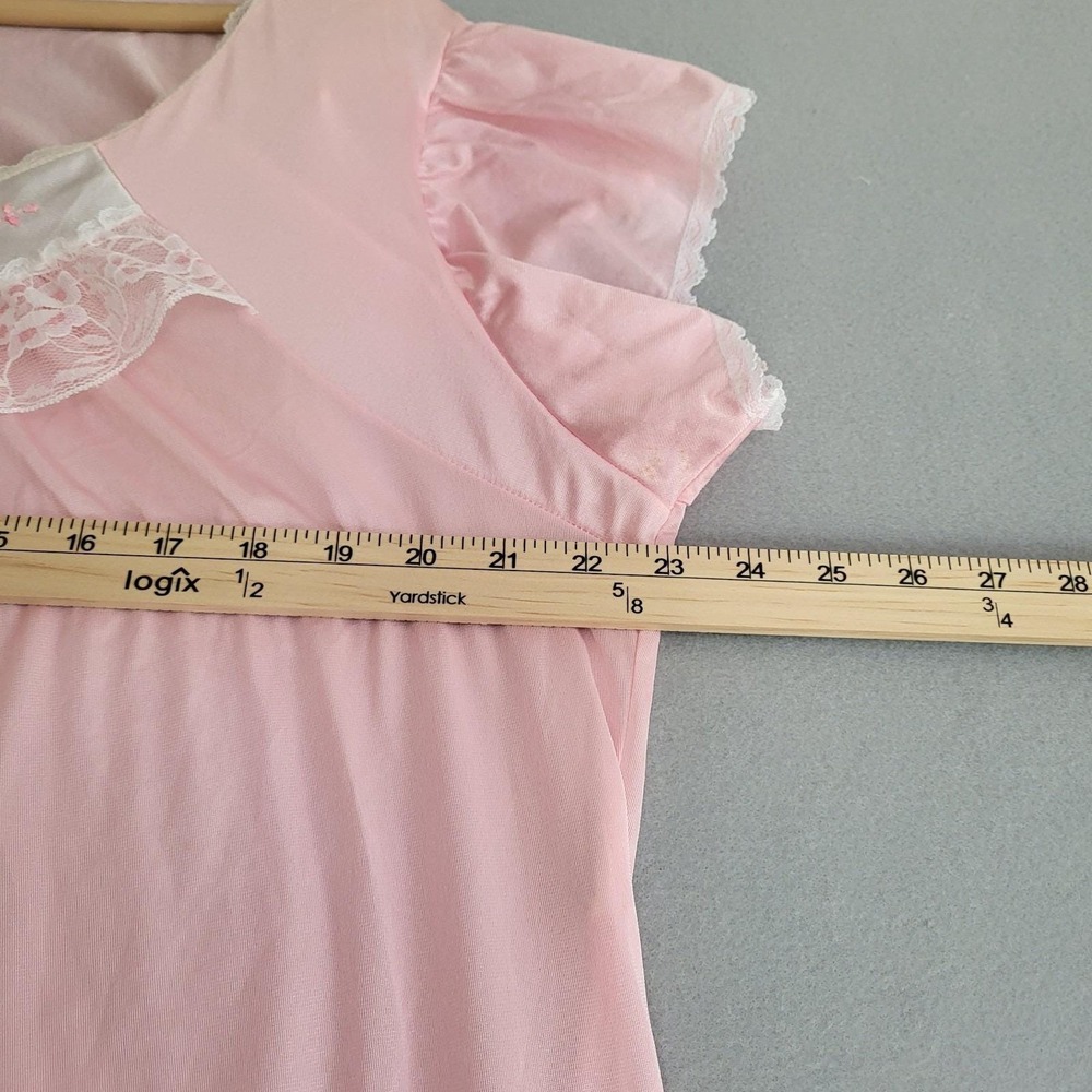 VTG‎ Pink Silky Nylon Satin Long Night Gown Women's Size 26 Made In USA - Picture 8 of 10